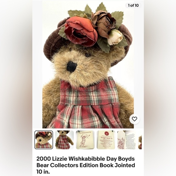 Boyds Bears Other - BOYDS BEARS LIZZIE WISHKABBILE DAY BEAR VINTAGE 2000 NEW w/ Tags Y2K